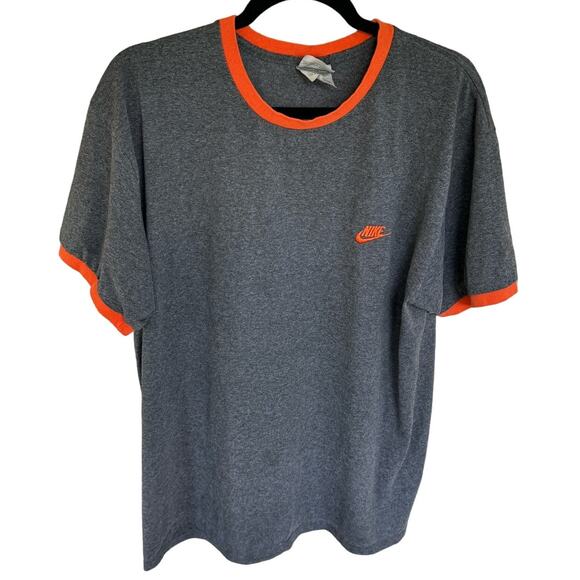 Vintage Y2K Nike Ringer Orange Gray Silver Tag Shirt Size Large - Picture 1 of 5